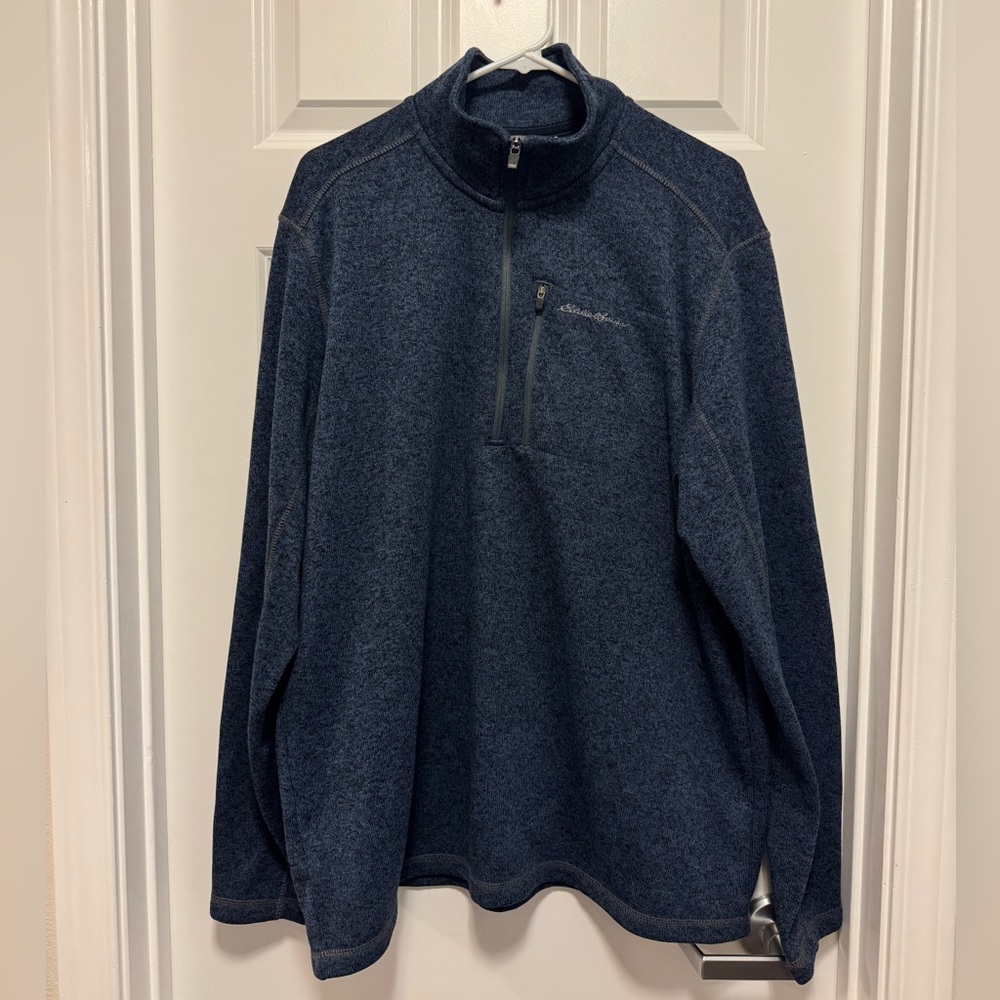 Eddie Bauer Men's Fleece 1/4-Zip Pullover, blue, XL